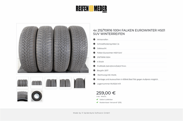 4x 215/70R16 100H FALKEN EUROWINTER HS01 SUV WINTERREIFEN #1P9U – Bild 8