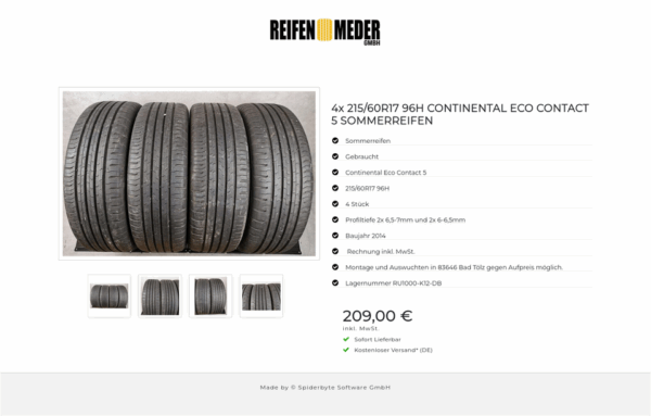 4x 215/60R17 96H CONTINENTAL ECO CONTACT 5 SOMMERREIFEN #6403 – Bild 5