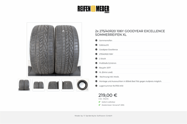 2x 275/40R20 106Y GOODYEAR EXCELLENCE SOMMERREIFEN XL #1CRV – Bild 6