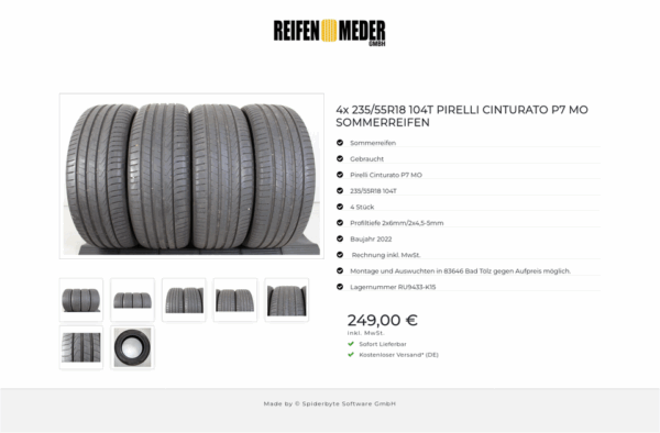 4x 235/55R18 104T PIRELLI CINTURATO P7 MO SOMMERREIFEN #1N1O – Bild 8