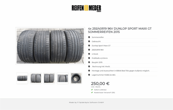 4x 255/40R19 96V DUNLOP SPORT MAXX GT SOMMERREIFEN 2015 #2754 – Bild 6
