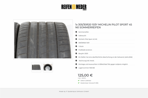 1x 305/30R20 103Y MICHELIN PILOT SPORT 4S N0 SOMMERREIFEN #1V3Y – Bild 3