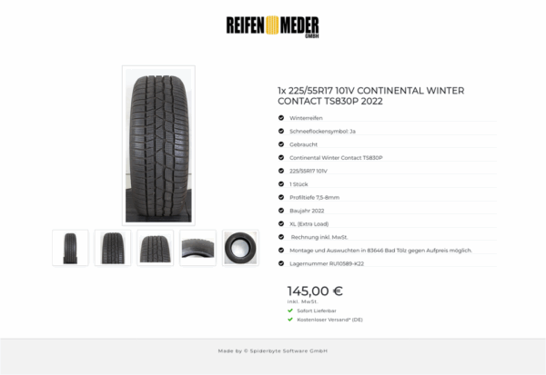 1x 225/55R17 101V CONTINENTAL WINTER CONTACT TS830P 2022 #1QRX – Bild 6