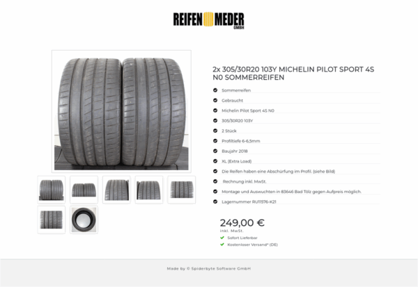 2x 305/30R20 103Y MICHELIN PILOT SPORT 4S N0 SOMMERREIFEN #1X4O – Bild 8