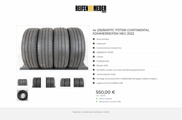 4x 235/60R17C 117/115R CONTINENTAL SOMMERREIFEN NEU 2022 #142O – Bild 7
