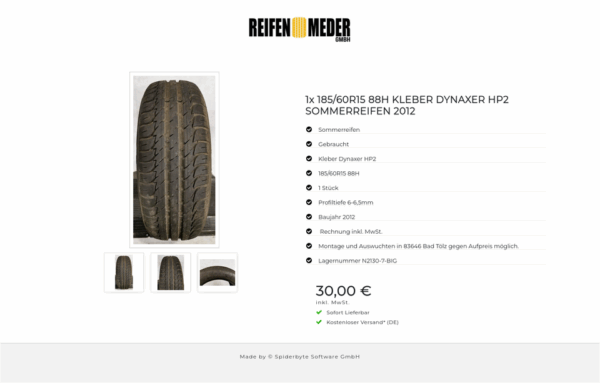 1x 185/60R15 88H KLEBER DYNAXER HP2 SOMMERREIFEN 2012 #2386 – Bild 4