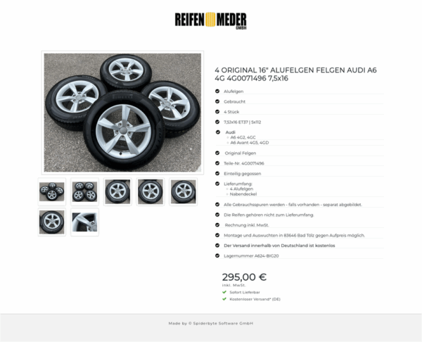 4 ORIGINAL 16" ALUFELGEN FELGEN AUDI A6 4G 4G0071496 7,5x16 #1L3S – Bild 8