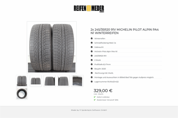 2x 245/35R20 91V MICHELIN PILOT ALPIN PA4 N1 WINTERREIFEN #1W7Y – Bild 7