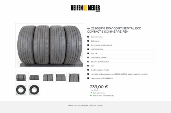 4x 235/55R18 100V CONTINENTAL  ECO CONTACT 6 SOMMERREIFEN #1HIA – Bild 8