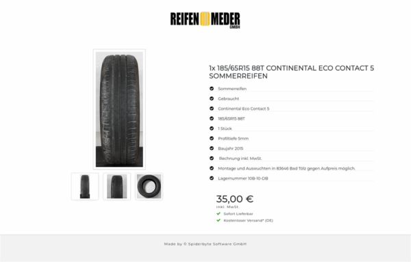 1x 185/65R15 88T CONTINENTAL ECO CONTACT 5 SOMMERREIFEN #15ER – Bild 4