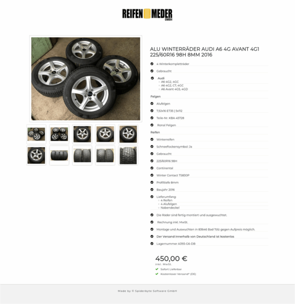 ALU WINTERRÄDER AUDI A6 4G AVANT 4G1 225/60R16 98H 8MM 2016 #16XX – Bild 11