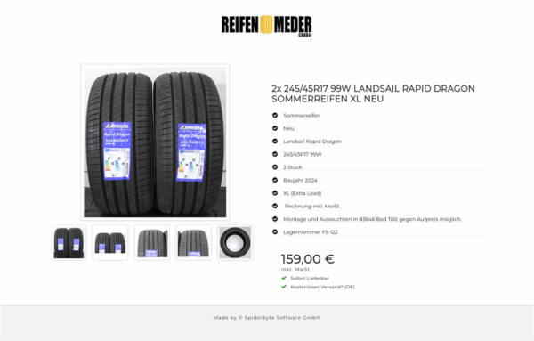 2x 245/45R17 99W LANDSAIL RAPID DRAGON SOMMERREIFEN XL NEU #1XNQ – Bild 6