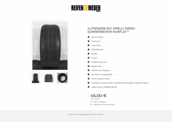 1x 275/40R18 101Y PIRELLI PZERO SOMMERREIFEN RUNFLAT * #18LW – Bild 4
