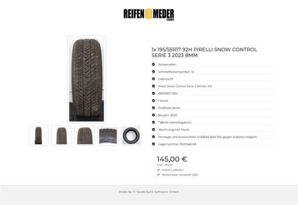 1x 195/55R17 92H PIRELLI SNOW CONTROL SERIE 3 2023 8MM #1WYP – Bild 6