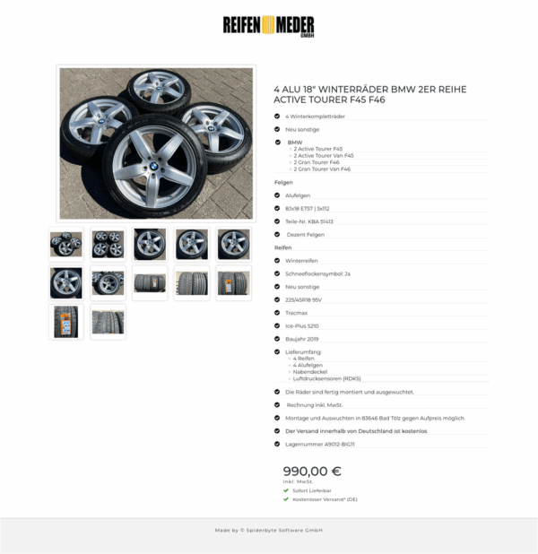 4 ALU 18" WINTERRÄDER BMW 2ER REIHE ACTIVE TOURER F45 F46  #1M0I – Bild 13