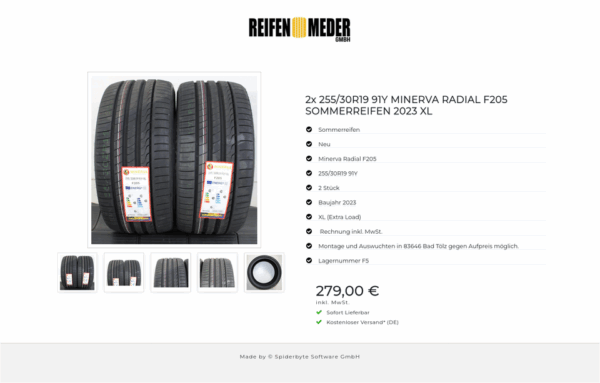 2x 255/30R19 91Y MINERVA RADIAL F205 SOMMERREIFEN 2023 XL #1I0V – Bild 6