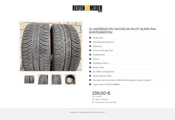 2x 245/35R20 91V MICHELIN PILOT ALPIN PA4 WINTERREIFEN #3317 – Bild 5