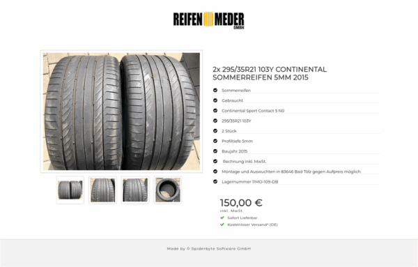 2x 295/35R21 103Y CONTINENTAL SOMMERREIFEN 5MM 2015 #2604 – Bild 5