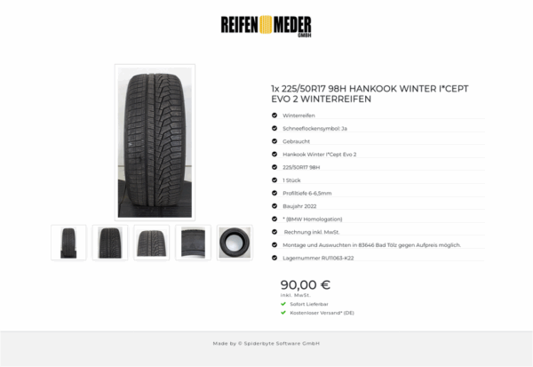 1x 225/50R17 98H HANKOOK WINTER I*CEPT EVO 2 WINTERREIFEN #1U6D – Bild 6