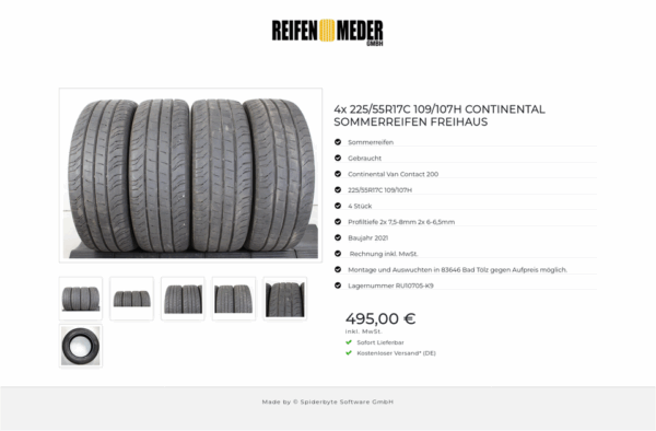 4x 225/55R17C 109/107H CONTINENTAL SOMMERREIFEN FREIHAUS #1RJR – Bild 7