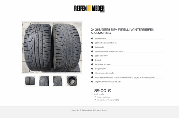 2x 265/45R18 101V PIRELLI WINTERREIFEN 5-5,5MM 2014 #2789 – Bild 5