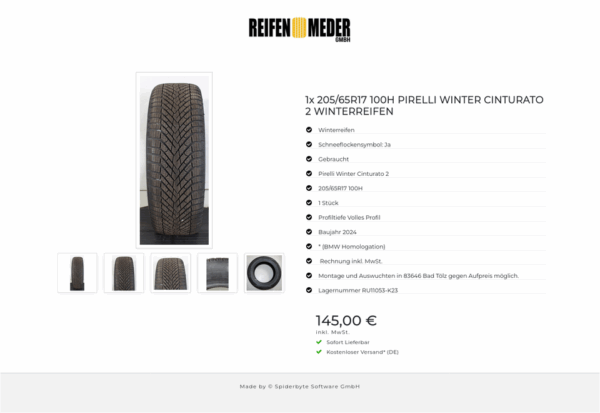 1x 205/65R17 100H PIRELLI WINTER CINTURATO 2 WINTERREIFEN #1U2T – Bild 6