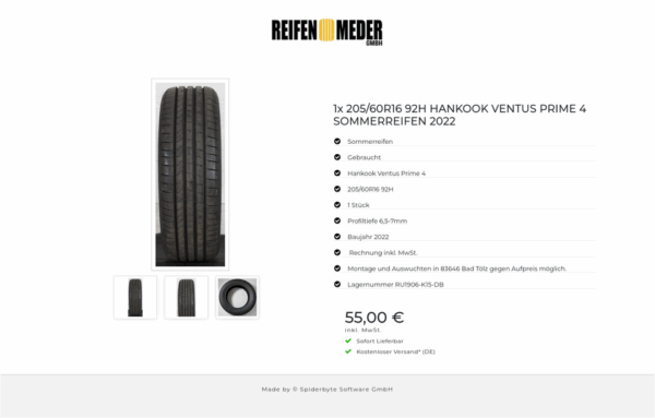 1x 205/60R16 92H HANKOOK VENTUS PRIME 4 SOMMERREIFEN 2022 #162C – Bild 4