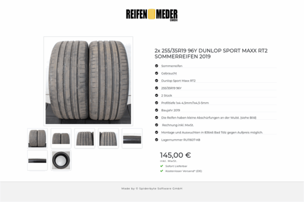 2x 255/35R19 96Y DUNLOP SPORT MAXX RT2 SOMMERREIFEN 2019 #1XFO – Bild 8