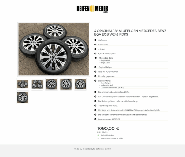 4 ORIGINAL 18" ALUFELGEN MERCEDES BENZ EQA EQB W243 RDKS #1Q8B – Bild 7