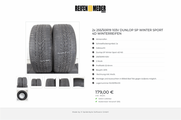 2x 255/50R19 103V DUNLOP SP WINTER SPORT 4D WINTERREIFEN #1QPO – Bild 7