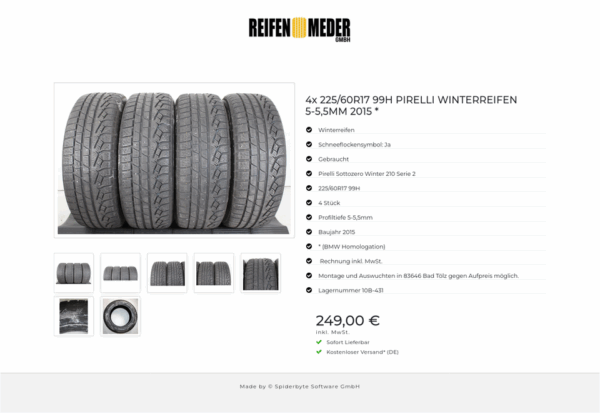 4x 225/60R17 99H PIRELLI WINTERREIFEN 5-5,5MM 2015 * #1QTY – Bild 8