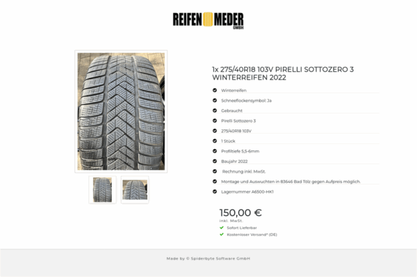 1x 275/40R18 103V PIRELLI SOTTOZERO 3 WINTERREIFEN 2022 #1SRZ – Bild 3