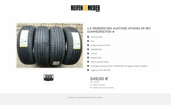 4 X 195/65R15 95H AUSTONE ATHENA SP-801 SOMMERREIFEN ★ #1LPZ – Bild 2