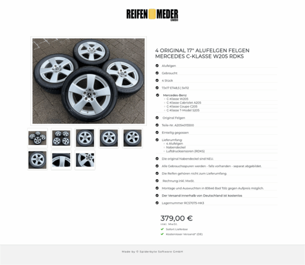 4 ORIGINAL 17" ALUFELGEN FELGEN MERCEDES C-KLASSE W205 RDKS #1PCJ – Bild 9