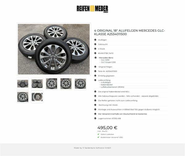 4 ORIGINAL 18" ALUFELGEN MERCEDES GLC-KLASSE A2534011500 #1E7G – Bild 8