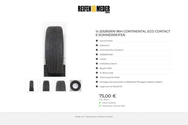 1x 205/60R16 96H CONTINENTAL ECO CONTACT 6 SOMMERREIFEN #1UVF – Bild 5