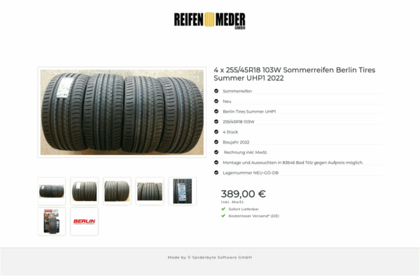 4x 255/45R18 103W BERLIN TIRES SUMMER UHP1 SOMMERREIFEN #151A – Bild 8