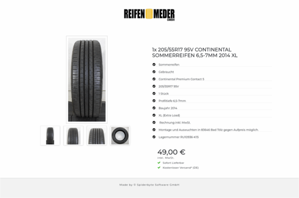 1x 205/55R17 95V CONTINENTAL SOMMERREIFEN 6,5-7MM 2014 XL #1THA – Bild 5