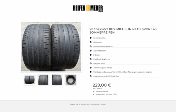 2x 315/30R22 107Y MICHELIN PILOT SPORT 4S SOMMERREIFEN #3235 – Bild 5