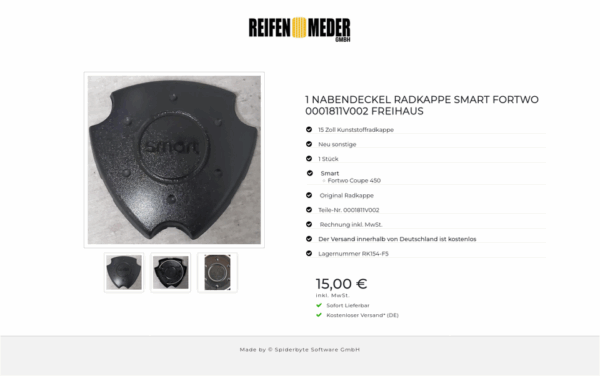 1 NABENDECKEL RADKAPPE SMART FORTWO 0001811V002 FREIHAUS #1TBH – Bild 4