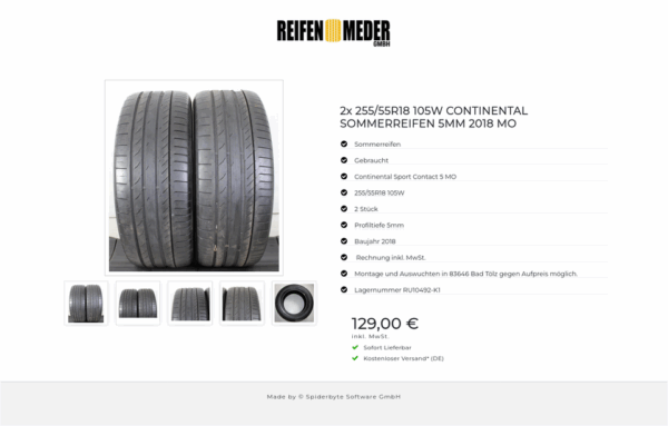 2x 255/55R18 105W CONTINENTAL SOMMERREIFEN 5MM 2018 MO #1QKA – Bild 6