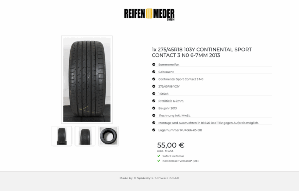 1x 275/45R18 103Y CONTINENTAL SPORT CONTACT 3 N0 6-7MM 2013 #13ZV – Bild 4