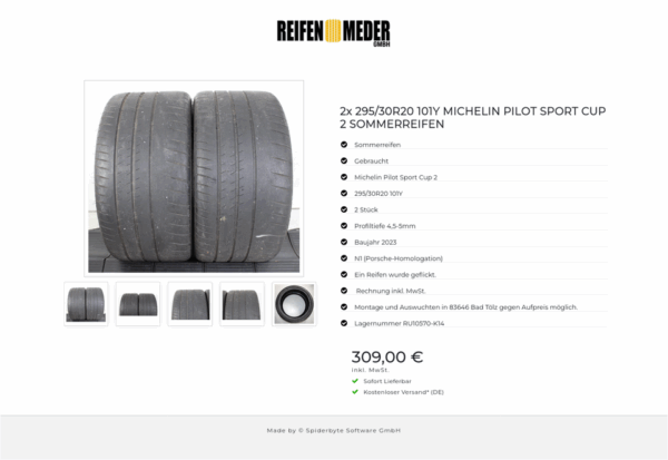 2x 295/30R20 101Y MICHELIN PILOT SPORT CUP 2 SOMMERREIFEN #1QPE – Bild 6