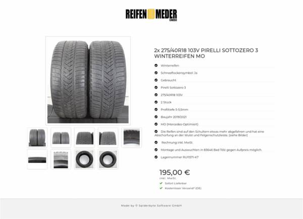 2x 275/40R18 103V PIRELLI SOTTOZERO 3 WINTERREIFEN MO #1X3C – Bild 10