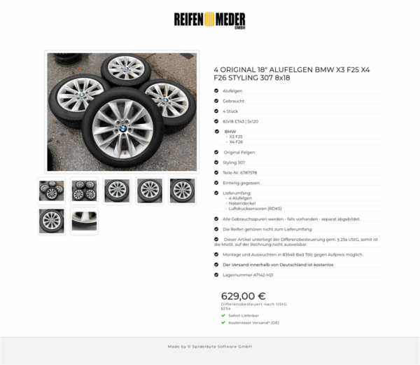 4 ORIGINAL 18" ALUFELGEN BMW X3 F25 X4 F26 STYLING 307 8x18 #1ETK – Bild 8