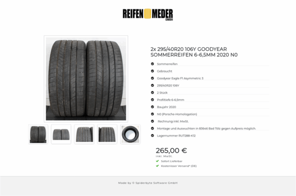 2x 295/40R20 106Y GOODYEAR SOMMERREIFEN 6-6,5MM 2020 N0 #1C8Y – Bild 6