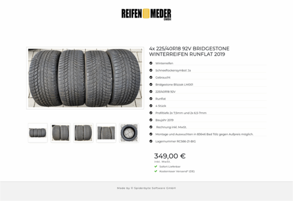 4x 225/40R18 92V BRIDGESTONE WINTERREIFEN RUNFLAT 2019 #3773 – Bild 6