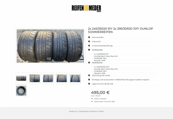 2x 245/35R20 91Y 2x 295/30R20 101Y DUNLOP SOMMERREIFEN #12AE – Bild 7