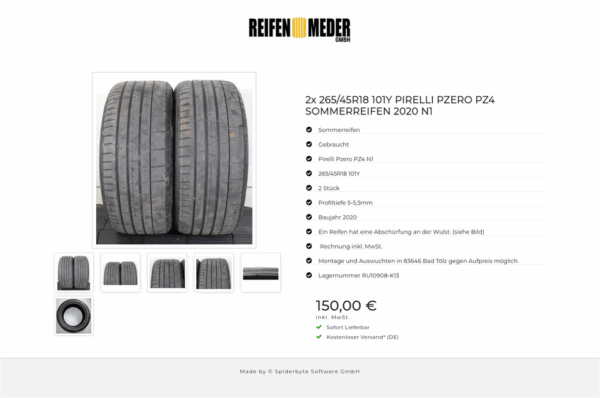 2x 265/45R18 101Y PIRELLI PZERO PZ4 SOMMERREIFEN 2020 N1 #1T9A – Bild 7