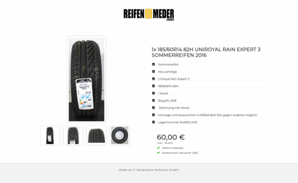 1x 185/60R14 82H UNIROYAL RAIN EXPERT 3 SOMMERREIFEN 2016 #1MET – Bild 5